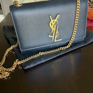 Repost- YSL KATE SMALL LEATHER HANDBAG BLACK AND GOLD